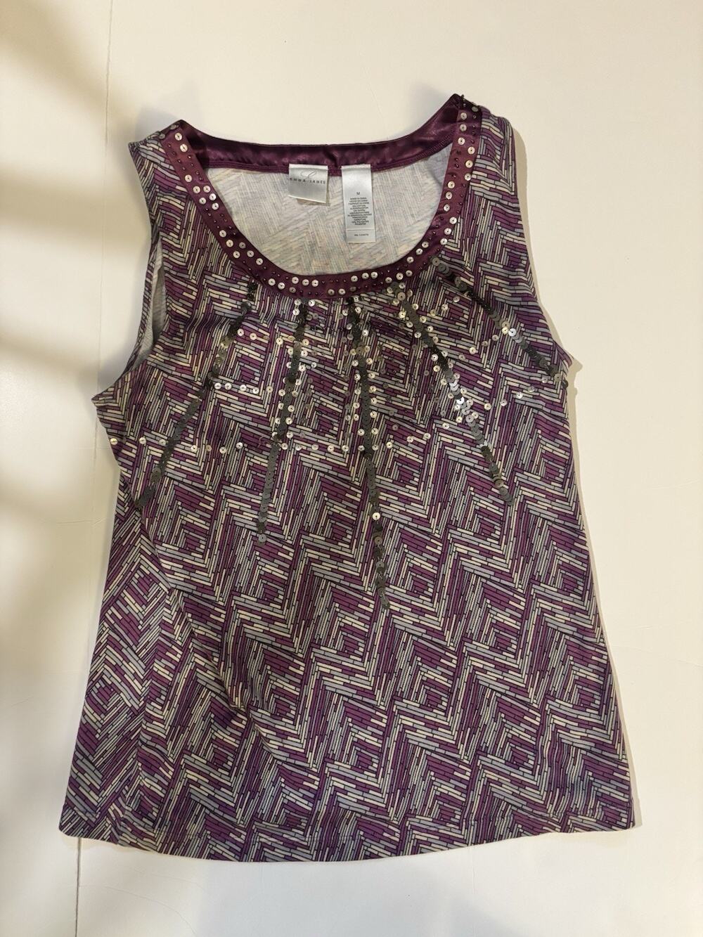 Emma James Purple Sequined Top Y2K Business Size Medium